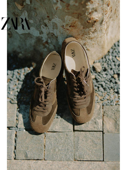 ZARA 2026 Primavera/Verão Sapatos Masculinos, Detalhes em Camurça, Cadarço, Leves, 2292720 707