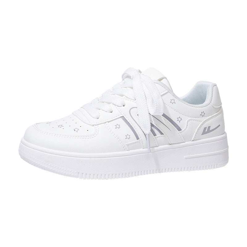 Sapatos estrela da moda com blocos de cor Warrior, ténis modernos da primavera, sapatos casuais versáteis em pele e respiráveis, sapatos femininos