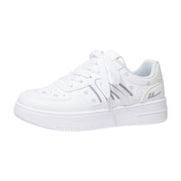 Sapatos estrela da moda com blocos de cor Warrior, ténis modernos da primavera, sapatos casuais versáteis em pele e respiráveis, sapatos femininos