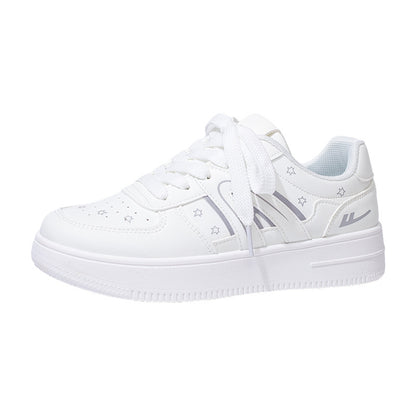 Sapatos estrela da moda com blocos de cor Warrior, ténis modernos da primavera, sapatos casuais versáteis em pele e respiráveis, sapatos femininos