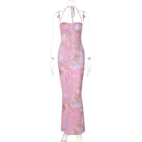 Vestido de estilo europeu e americano, dropshipping de moda ultrafronteiriço com alças estampadas e estampadas na Amazon