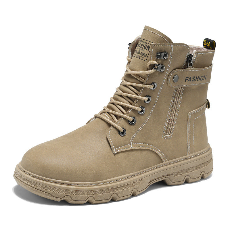 Sapatos masculinos de cano alto, sapatos de proteção para caminhadas ao ar livre na primavera, botas de trabalho, botas Martin de trabalho, calçado da moda para desportos de motociclismo masculino