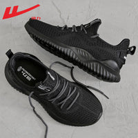 Sapatilhas desportivas Warrior com sola macia, novas sapatilhas de coco de malha respiráveis, sola leve de malha preta e sapatos casuais para homens
