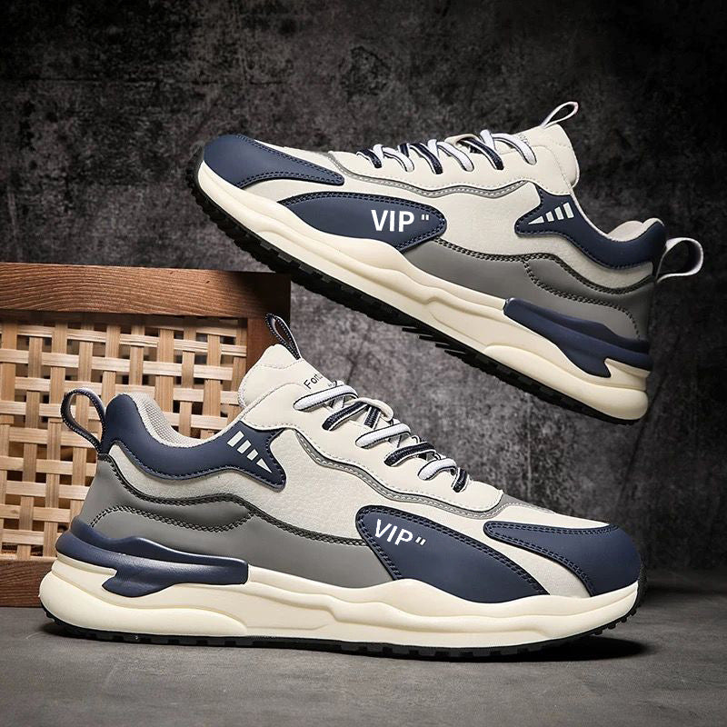 Sapatos de Homem: Outono 2024 Nova Marca da Moda Ténis Desportivos de Couro, Sapatos Casuais Casuais de Corrida Masculino A-Gump Teen Dad Trendy