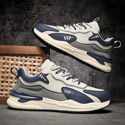 Sapatos de Homem: Outono 2024 Nova Marca da Moda Ténis Desportivos de Couro, Sapatos Casuais Casuais de Corrida Masculino A-Gump Teen Dad Trendy