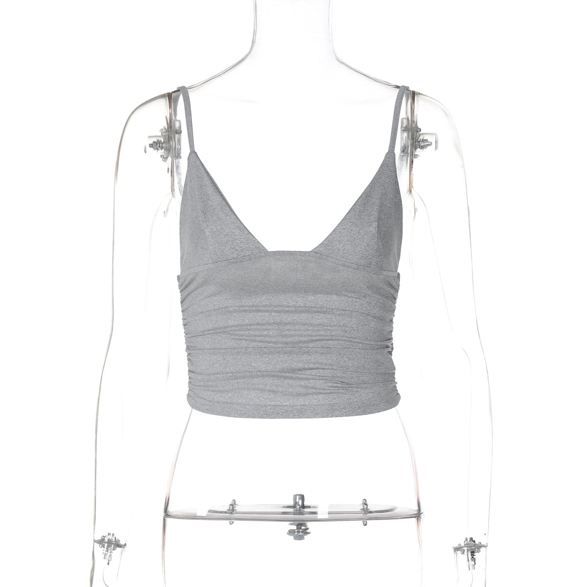 AliExpress INS estilo moda street style sexy de decote em V de cor sólida cropta, versátil slim fit camisola europeia e americana por grosso