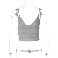 AliExpress INS estilo moda street style sexy de decote em V de cor sólida cropta, versátil slim fit camisola europeia e americana por grosso