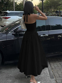 Vestido elegante e elegante para mulheres, vestido bestseller cross-fronteiriço da Amazon, de cor sólida, sexy com decote oco oco em V profundo