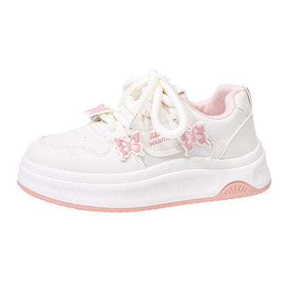 Sapatos desportivos borboleta com blocos de cor Warrior, sapatos casuais casuais casuais confortáveis com sola grossa e baixo, sapatos femininos na moda, versáteis e estéticos elevados