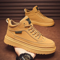 Botas Martin para a primavera masculina, novos sapatos de trabalho de cano alto, sapatos casuais casuais de sola grossa e modernos para homens, botas até ao tornozelo