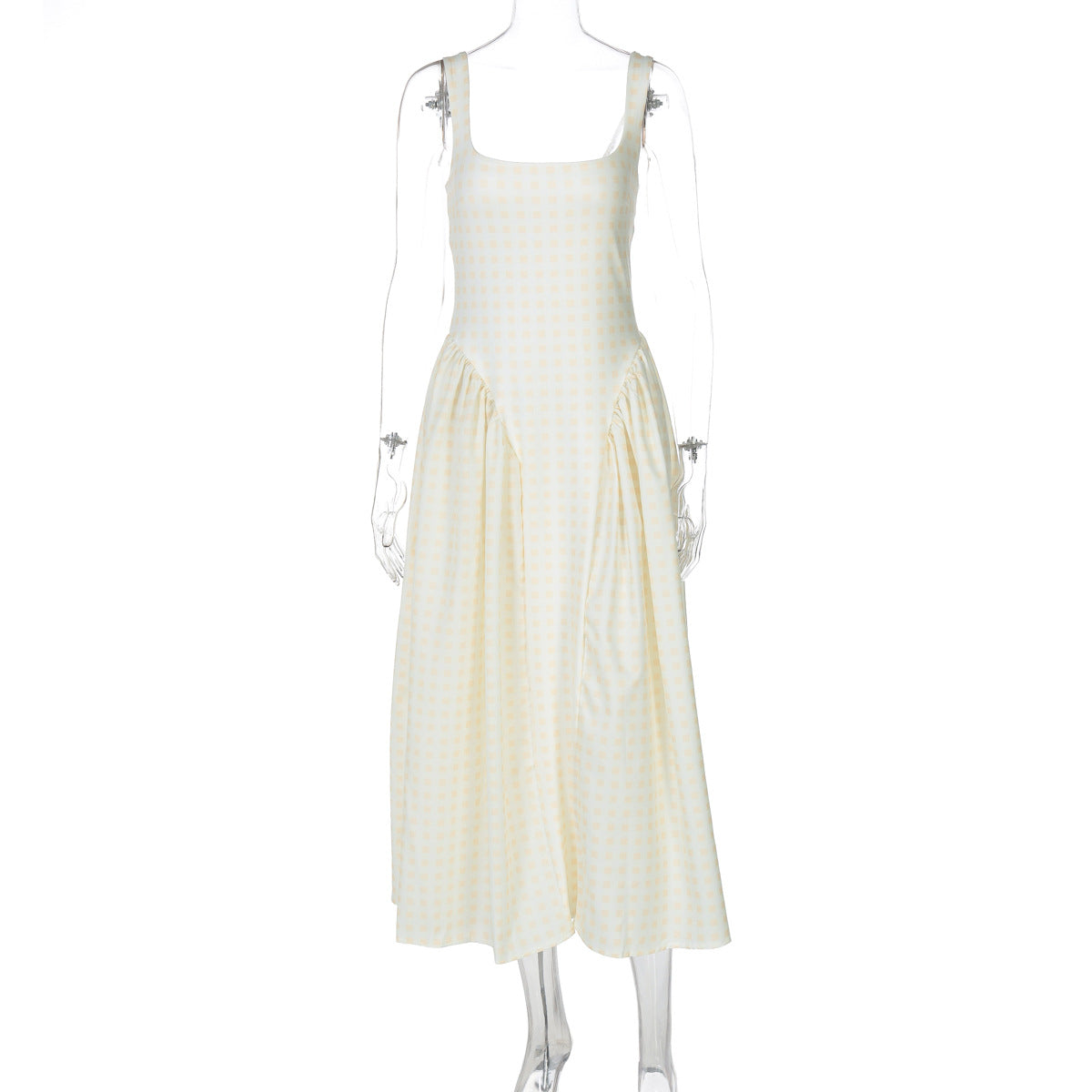 Vestido de princesa francês fresco, europeu e americano à moda que aperta a cintura, vestido slip sem costas sexy para mulheres