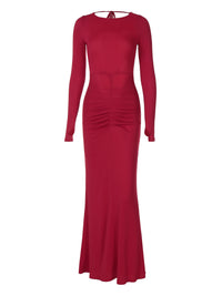 Vestido feminino sexy ao estilo europeu e americano, vestido oco, sem costas, gravata de retalhos, decote halter, corte justo, vestido justo ao estilo streetstyle para mulheres