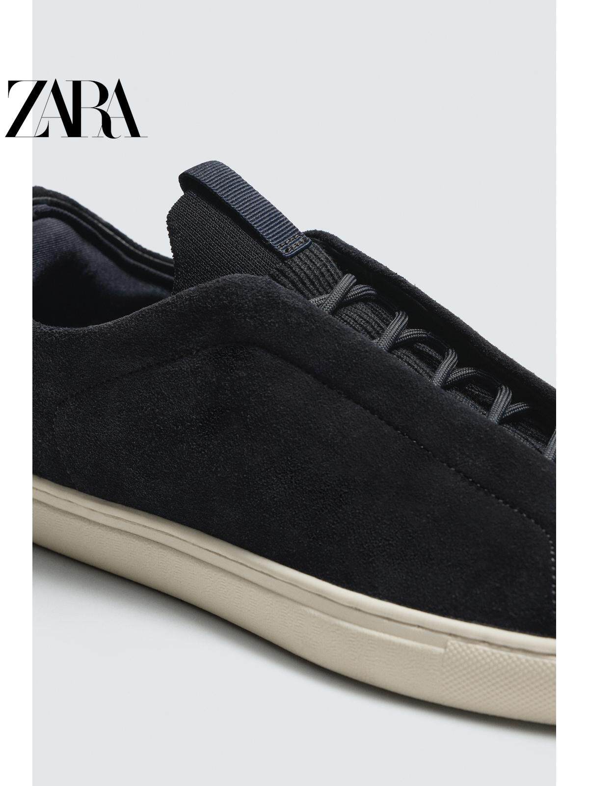 ZARA 2026 Primavera/Verão Novos Sapatos Masculinos, Detalhes em Camurça, Tênis Leves com Cadarço, 2240720 400