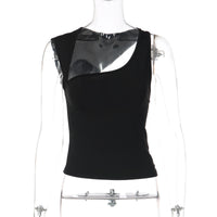Moda feminina europeia e americana 2026 verão nova moda decote irregular slim fit estilo rapariga quente de cor sólida versátil