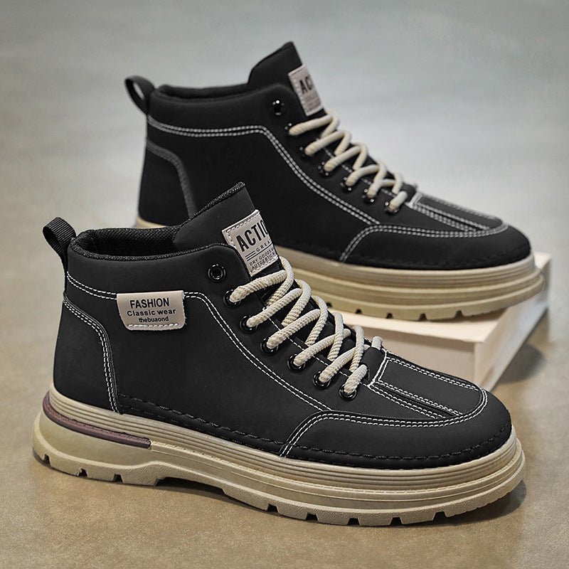 Martin Boots, Novos Sapatos Altos para Primavera, Sapatos Casuais Casuais de Trabalho em Pele Antiderrapantes Modernos e Versáteis, Botas até ao Tornozelo