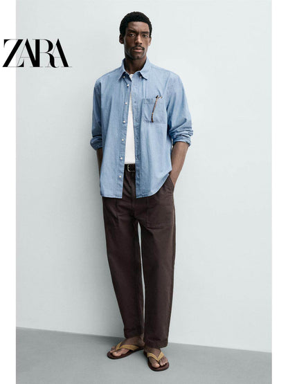 ZARA Coleção Primavera/Verão 2026 - Sapatos Masculinos: Sandálias Rasteiras com Detalhe em Camurça, 2754720 102