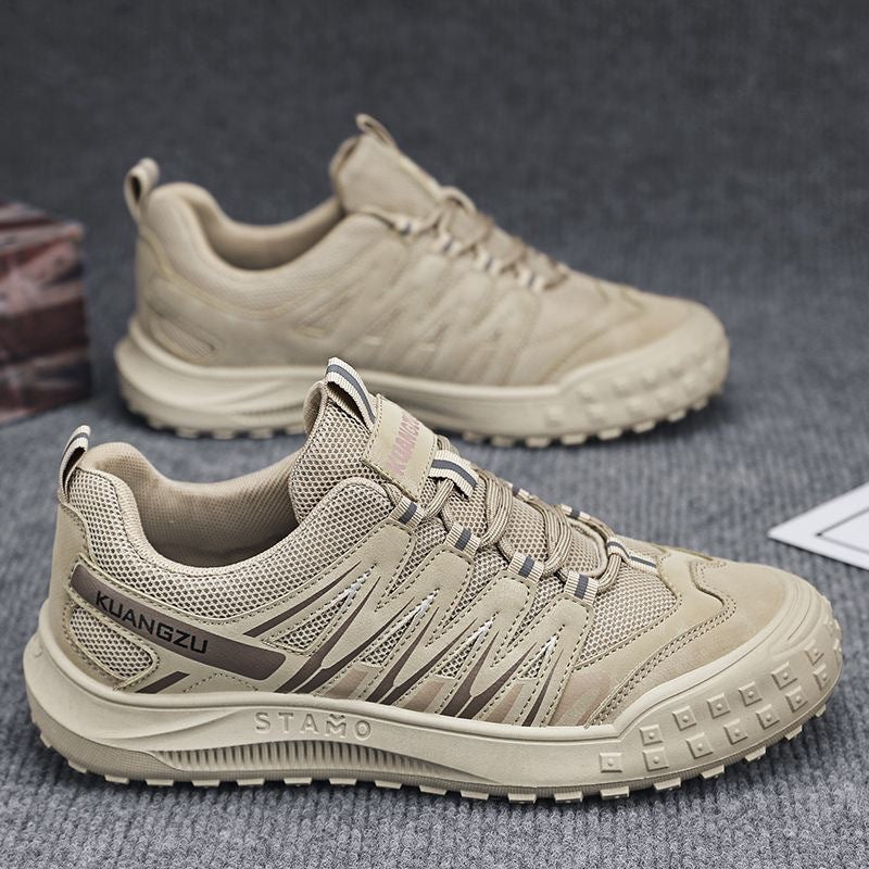 Sapatos masculinos de verão, novos sapatos de proteção de trabalho fechados e respiráveis, sapatos de trabalho desportivos casuais na moda, versáteis, antiderrapantes e resistentes ao desgaste masculino