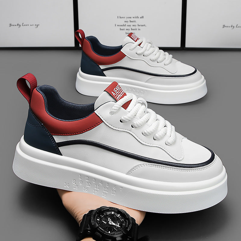Sapatos masculinos, primavera 2025 novos sapatos brancos modernos e na moda, sapatos de praia versáteis, sapatos casuais de sola grossa para aumento de altura