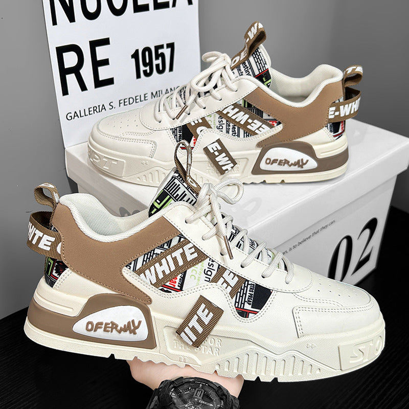Novos sapatos desportivos casuais casuais e versáteis para estudantes masculinos de verão 2024, sapatos brancos respiráveis que aumentam a altura, sapatos modernos