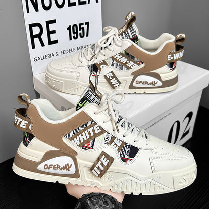 Novos sapatos desportivos casuais casuais e versáteis para estudantes masculinos de verão 2024, sapatos brancos respiráveis que aumentam a altura, sapatos modernos