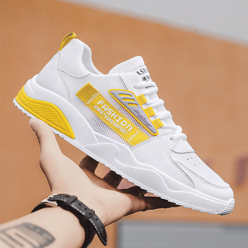 Sapatos Masculinos de Verão 2025 Novos Sapatos Desportivos Casual Versáteis, Sapatos Pequenos de Quadro Branco Respiráveis e Resistentes a Odores, Sapatos de Rede Masculina