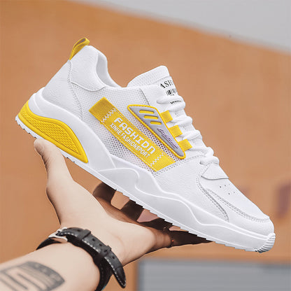 Sapatos Masculinos de Verão 2025 Novos Sapatos Desportivos Casual Versáteis, Sapatos Pequenos de Quadro Branco Respiráveis e Resistentes a Odores, Sapatos de Rede Masculina