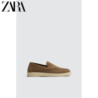 ZARA Primavera/Verão 2026 Novos Sapatos Masculinos com Detalhes em Camurça: Sapatos Náuticos Casuais Simples em Couro 2615621 700