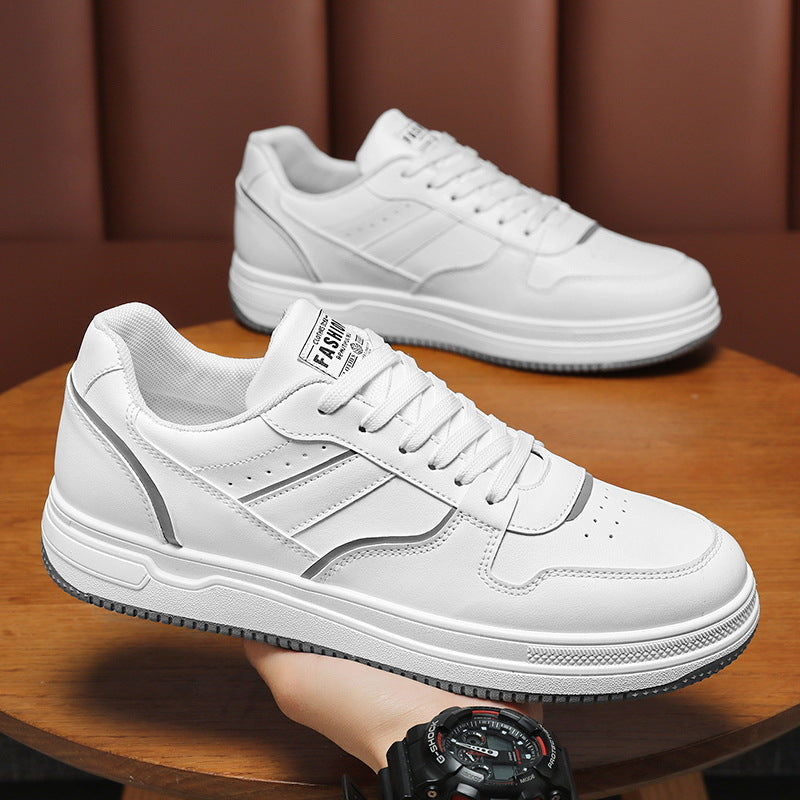 Novos Sapatos Brancos Respiráveis para Verão 2025 Masculinos, Sapatilhas Desportivas Modernas e Versáteis de Sola Grossa, Ténis Casuais