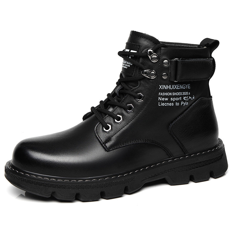 Botas Martin para Homens, Novos Sapatos de Outono 2024, Botas Modernas Forradas a Fleece ao estilo Coreano, Sapatos Casuais Casuais Versáteis de Capa Alta em Pele