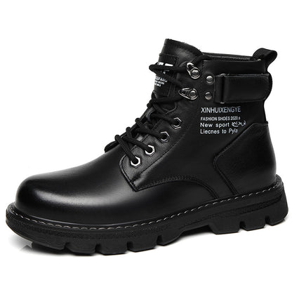 Botas Martin para Homens, Novos Sapatos de Outono 2024, Botas Modernas Forradas a Fleece ao estilo Coreano, Sapatos Casuais Casuais Versáteis de Capa Alta em Pele