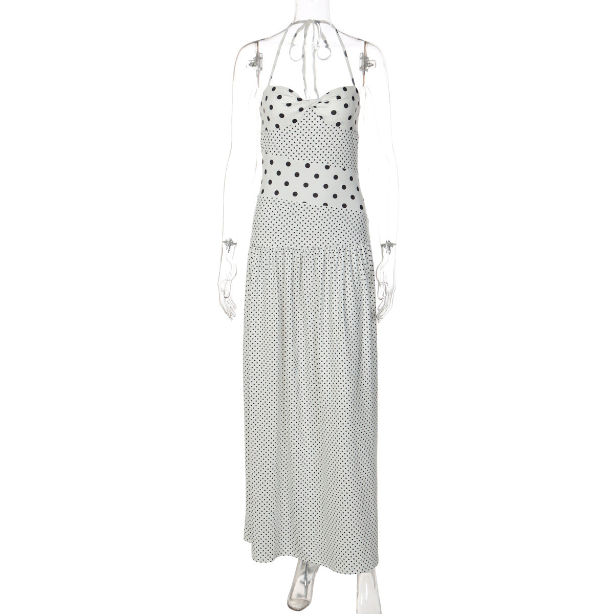 Verão 2026 Amazon Novo Vestido Feminino Sexy de Bolinhas Vintage Plissado Elegante Com Peças em Grosso