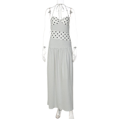 Verão 2026 Amazon Novo Vestido Feminino Sexy de Bolinhas Vintage Plissado Elegante Com Peças em Grosso