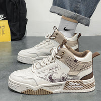 Sapatos masculinos chineses da moda, sapatos originais e versáteis de nicho para o quadro branco que aumentam a altura, sapatos desportivos casuais de outono de corte alto e modernos