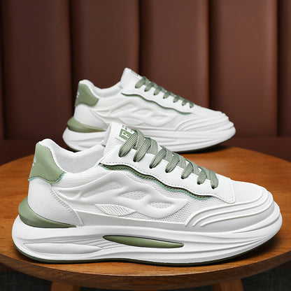Sapatos masculinos de verão, sapatos brancos de rede respiráveis e respiráveis, sapatos desportivos versáteis na moda ao estilo coreano, ténis casuais da moda de pai