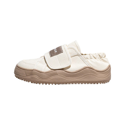 Sapatos de plataforma Warrior 2025 Spring com sola grossa para mulheres, sapatos com velcro para chinelos preguiçosos, sapatos de alto valor estético