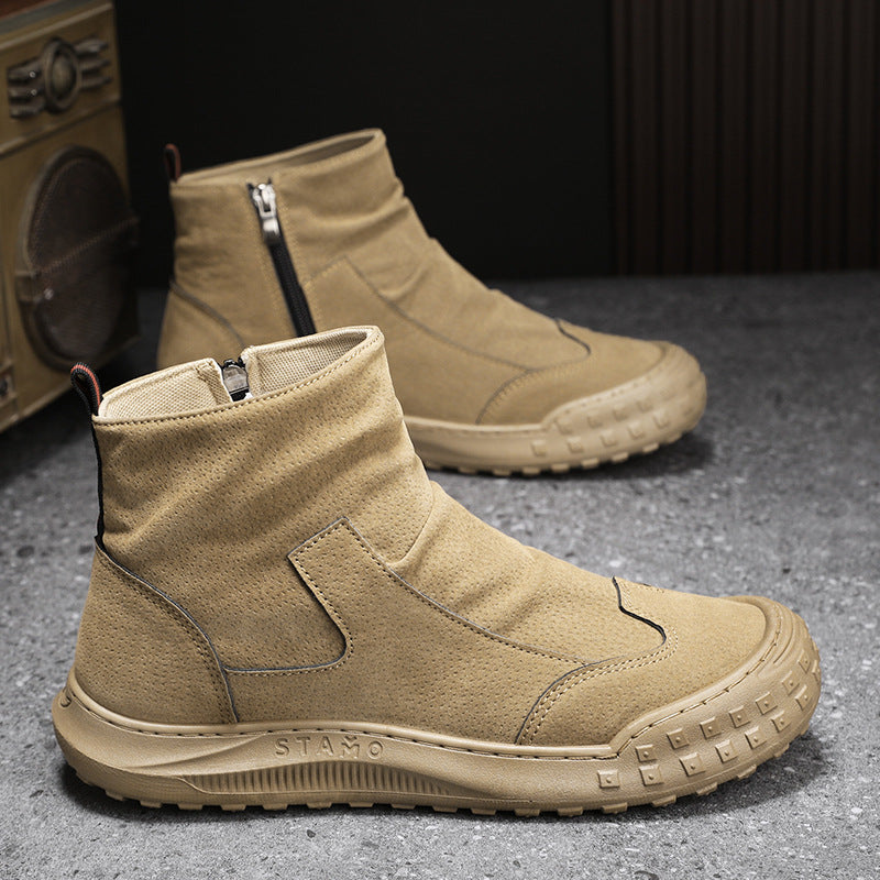 Novas botas Martin de outono com fecho lateral 2024 para homem, sapatos vintage britânicos Chelsea high-top masculino