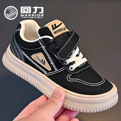 Sapatos vermelhos versáteis de lona, sapatos infantis Warrior, sapatos casuais masculinos e femininos, ténis baixos novos de outono, sapatos infantis de ensino médio a grande
