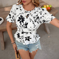 2025 Nova camisola de manga bufante vintage vintage floral doce 2025 da Amazon 2025