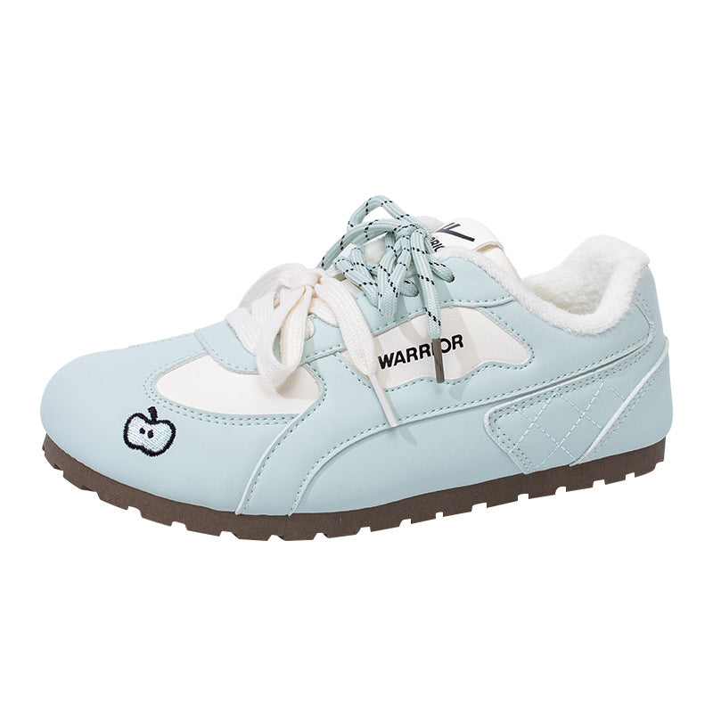 Sapatos de treino morais quentes forrados a lã Warrior, sapatos de algodão novos para o inverno 2025, sapatos femininos confortáveis, macios, versáteis, na moda e de alta estética