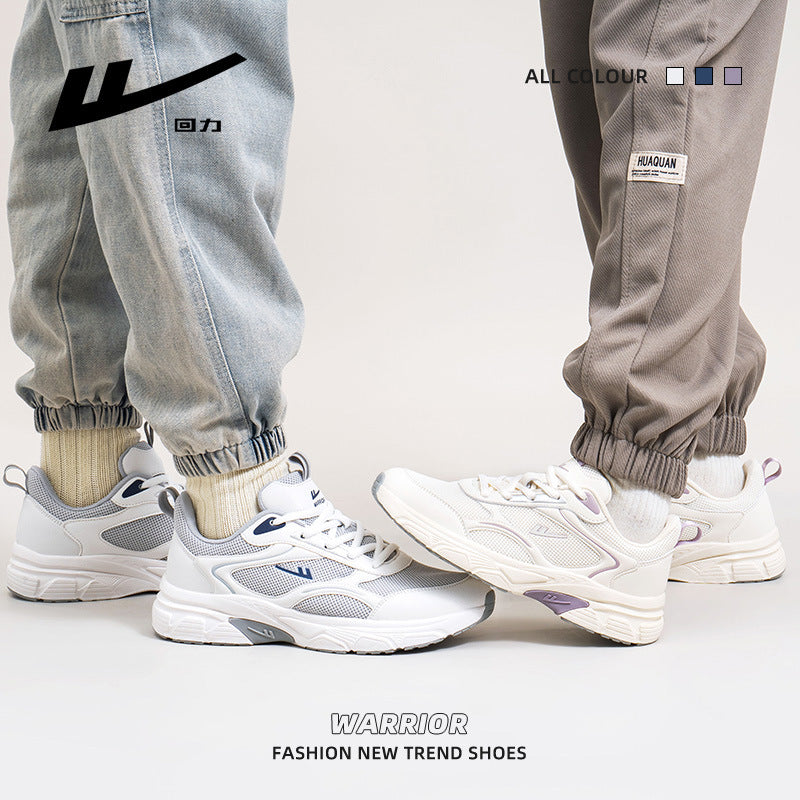 Sapatos de malha Warrior respiráveis e versáteis, sapatos brancos simples e discretos para o dia a dia, sapatos unissexo de casal romântico de alta gama, a grosso