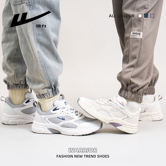 Sapatos de malha Warrior respiráveis e versáteis, sapatos brancos simples e discretos para o dia a dia, sapatos unissexo de casal romântico de alta gama, a grosso