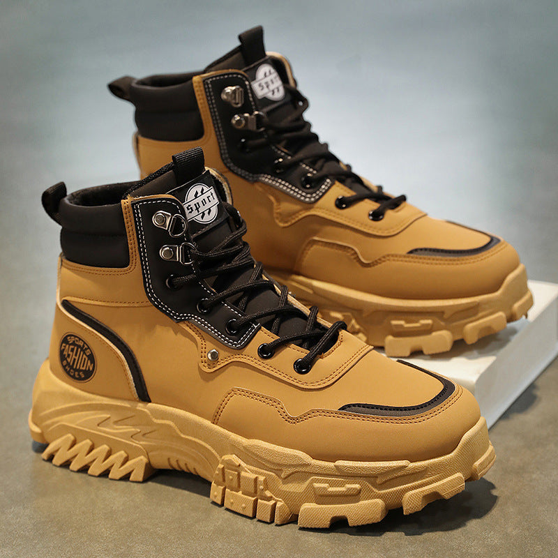 Botas de trabalho altas para outono 2024 para homem, botas Martin para exterior para o exterior, na moda, versáteis e de sola grossa