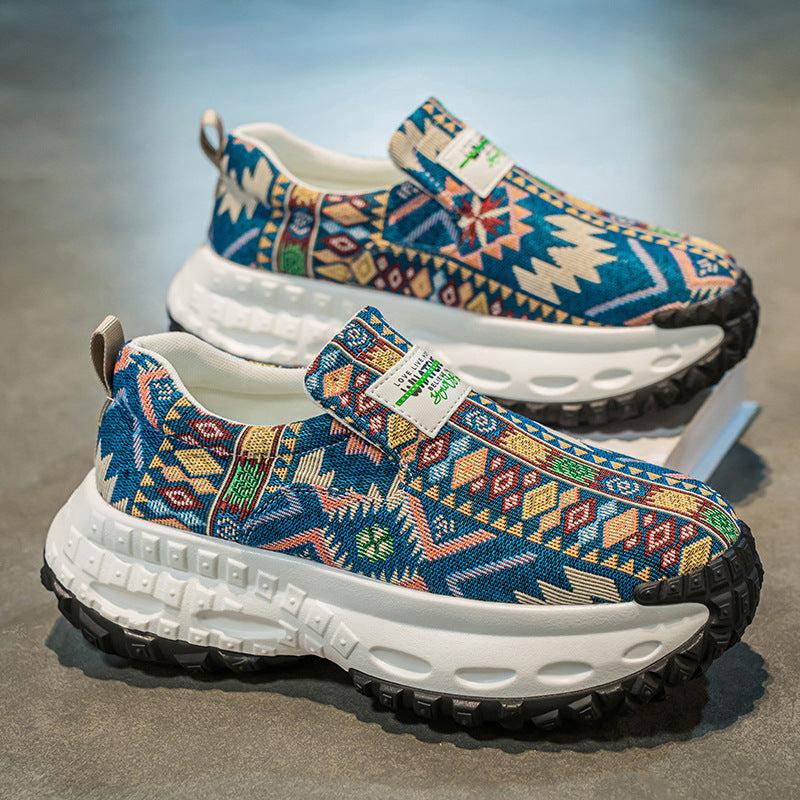 Sapatos masculinos: ténis de corrida de lona grossa com sola de verão, sapatos de pai com sola resistente ao desgaste para adolescentes