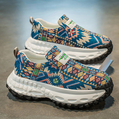Sapatos masculinos: ténis de corrida de lona grossa com sola de verão, sapatos de pai com sola resistente ao desgaste para adolescentes