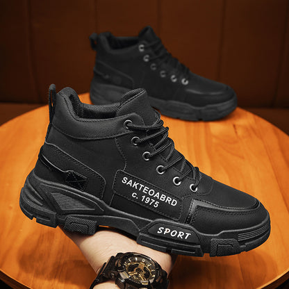 Botas Martin de Homem Verão Novos Sapatos de Trabalho Duráveis Antiderrapantes, Sapatos Masculinos de Outdoor de Cano Alto, Sapatos Casuais ao estilo Britânico