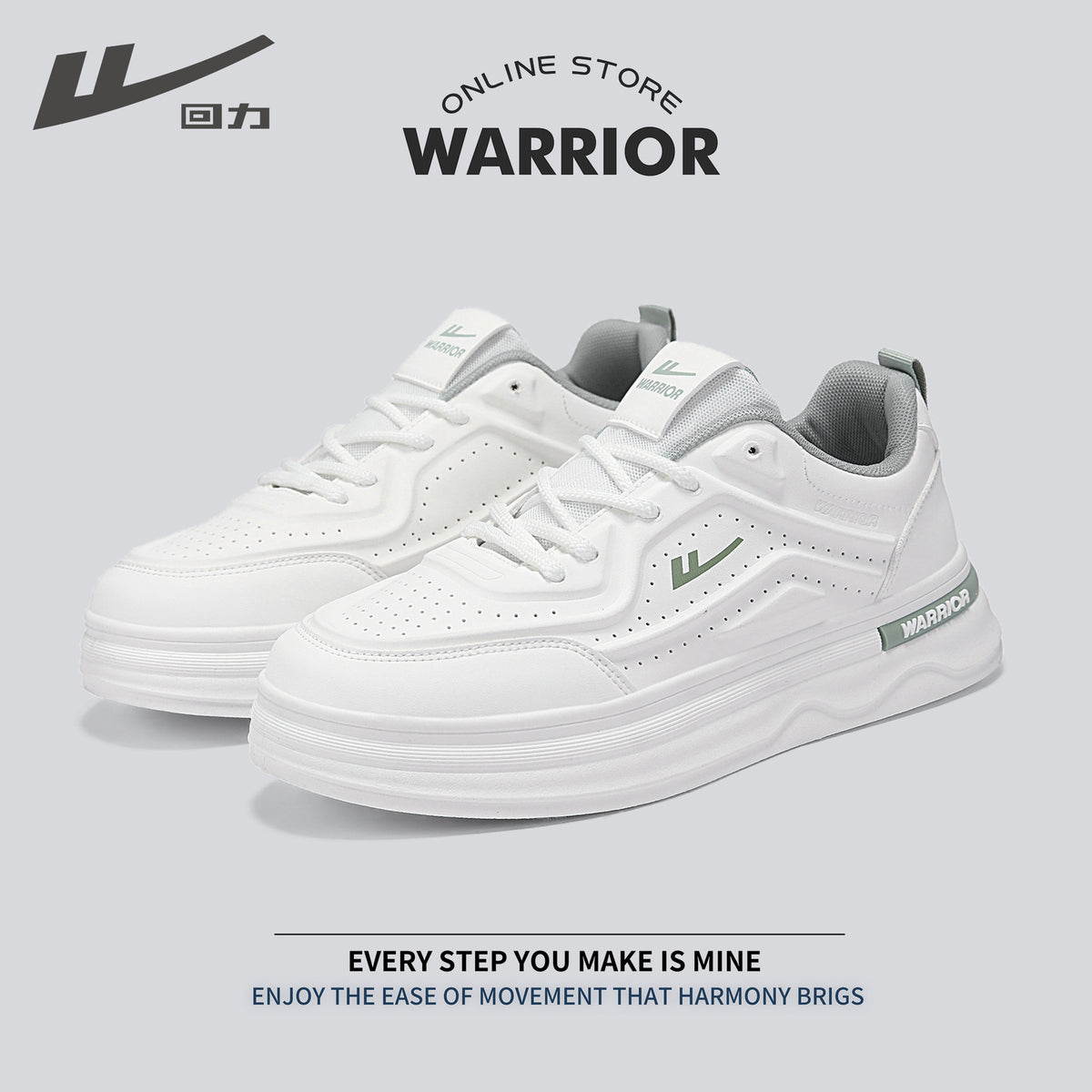 Os novos sapatos brancos da Warrior's, ténis versáteis de sola grossa e tendência primaveril, sapatos masculinos de alta estética, sapatos casuais de moda para deslocações