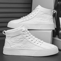 Sapatos de Homem 2025 Outono Novos Sapatos de Lona Coreanos Ténis Casuais Desportivos Casuais de Cano Alto Masculino Sapatos Respiráveis para Estudantes da Moda