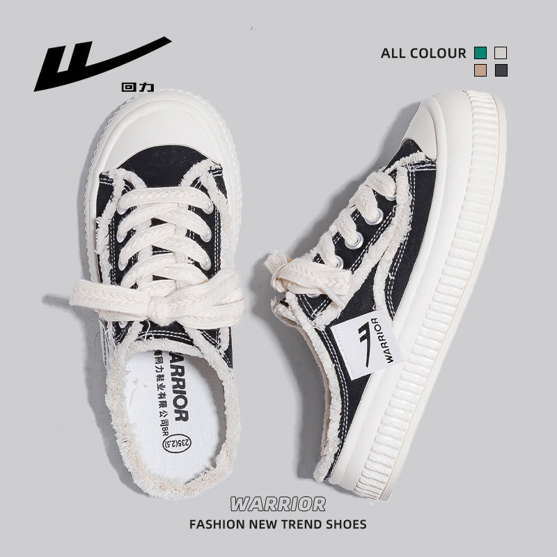 Sapatos de sola grossa ao estilo Warrior Chanel, roupa exterior fechada, sapatos de mendigo, novas chinelas de pele para primavera/outono 2025, sapatos femininos por grosso