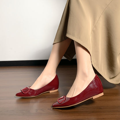 Sapatos de mulher, sapatos de mulher, de corte raso em pele nude de metal com botão em V, de corte raso, estilo petite para aumento de altura, sapatos femininos de tamanho grande