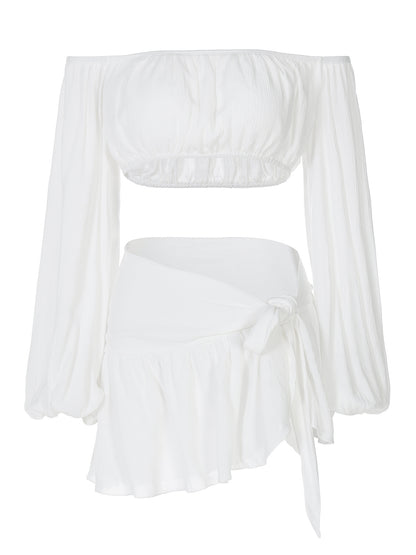 Amazon Novo conjunto de saias curtas ultracurtas ultra-curtas ultra-curtas de moda de praia com mangas sem alças, top curto, ultra-curta